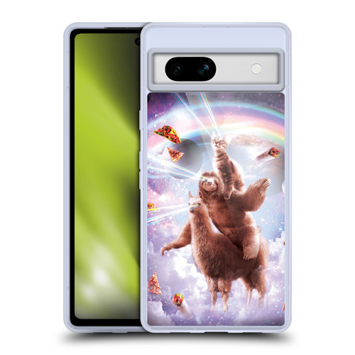 Random Galaxy Space Llama Sloth & Cat Lazer Eyes Soft Gel Case for Google Pixel 7a