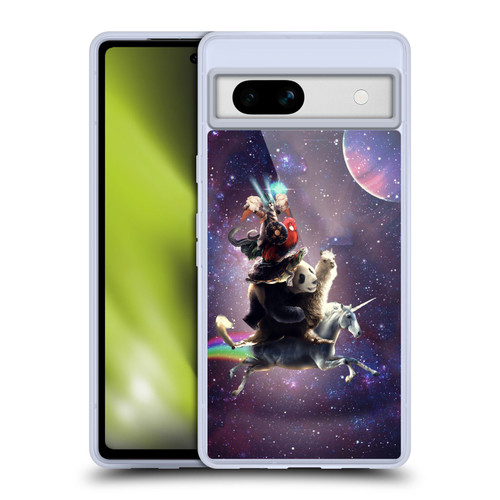 Random Galaxy Space Llama Unicorn Space Ride Soft Gel Case for Google Pixel 7a