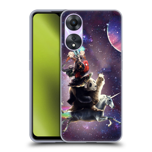 Random Galaxy Space Llama Unicorn Space Ride Soft Gel Case for OPPO A78 4G