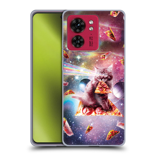 Random Galaxy Space Pizza Ride Outer Space Lazer Cat Soft Gel Case for Motorola Moto Edge 40