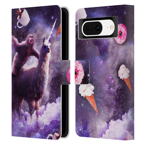 Random Galaxy Mixed Designs Sloth Riding Unicorn Leather Book Wallet Case Cover For Google Pixel 8