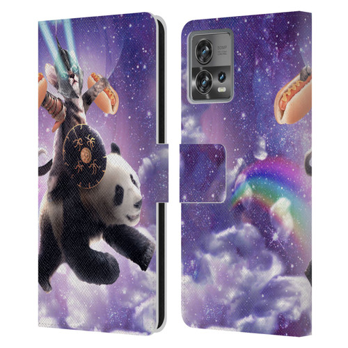 Random Galaxy Mixed Designs Warrior Cat Riding Panda Leather Book Wallet Case Cover For Motorola Moto Edge 30 Fusion