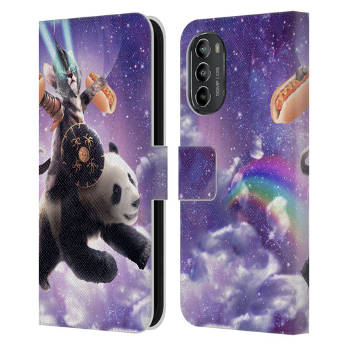 Random Galaxy Mixed Designs Warrior Cat Riding Panda Leather Book Wallet Case Cover For Motorola Moto G82 5G