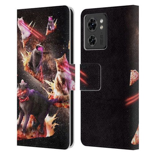 Random Galaxy Space Cat Fire Pizza Leather Book Wallet Case Cover For Motorola Moto Edge 40