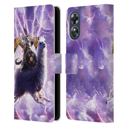 Random Galaxy Space Llama Lazer Cat & Tacos Leather Book Wallet Case Cover For OPPO A17