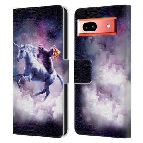 Random Galaxy Space Unicorn Ride Pizza Sloth Leather Book Wallet Case Cover For Google Pixel 7a