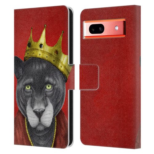 Barruf Animals The King Panther Leather Book Wallet Case Cover For Google Pixel 7a