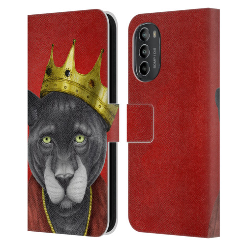 Barruf Animals The King Panther Leather Book Wallet Case Cover For Motorola Moto G82 5G