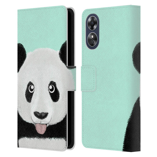 Barruf Animals The Cute Panda Leather Book Wallet Case Cover For OPPO A17