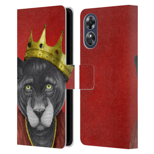 Barruf Animals The King Panther Leather Book Wallet Case Cover For OPPO A17