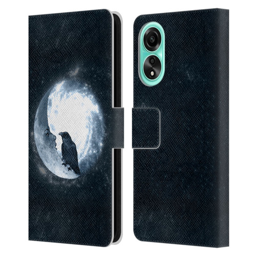 Barruf Animals Crow and Its Moon Leather Book Wallet Case Cover For OPPO A78 4G