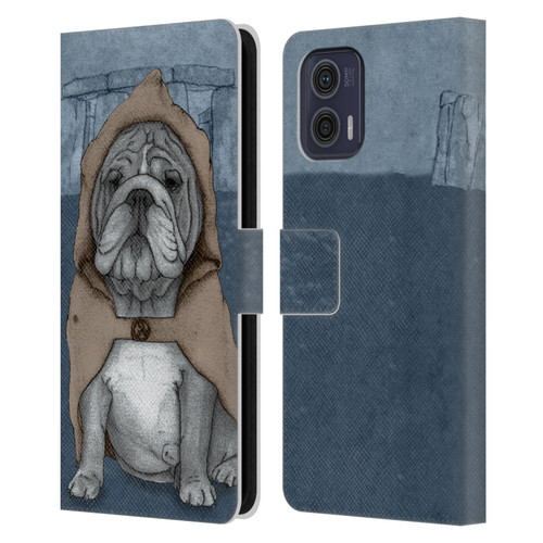 Barruf Dogs English Bulldog Leather Book Wallet Case Cover For Motorola Moto G73 5G