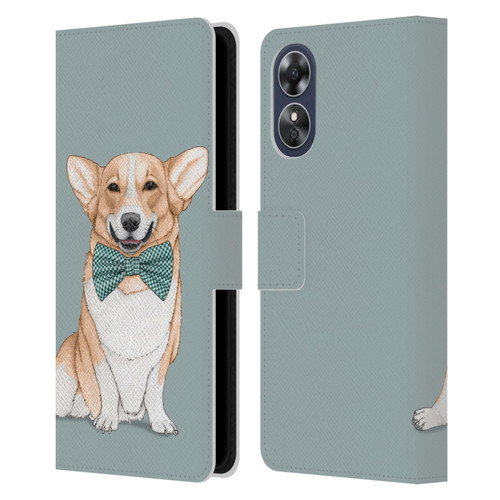 Barruf Dogs Corgi Leather Book Wallet Case Cover For OPPO A17