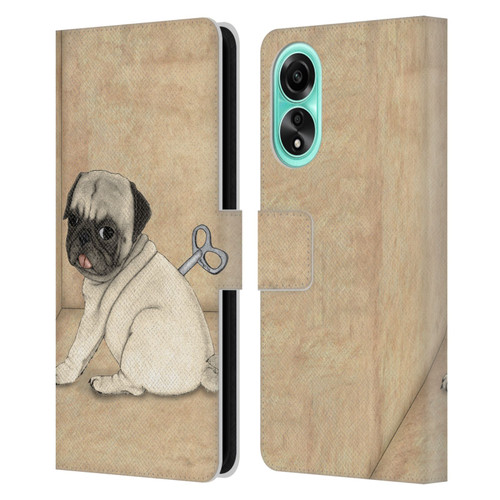 Barruf Dogs Pug Toy Leather Book Wallet Case Cover For OPPO A78 4G