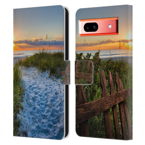 Celebrate Life Gallery Beaches Sandy Trail Leather Book Wallet Case Cover For Google Pixel 7a