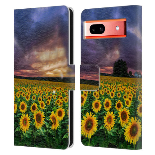 Celebrate Life Gallery Florals Stormy Sunrise Leather Book Wallet Case Cover For Google Pixel 7a