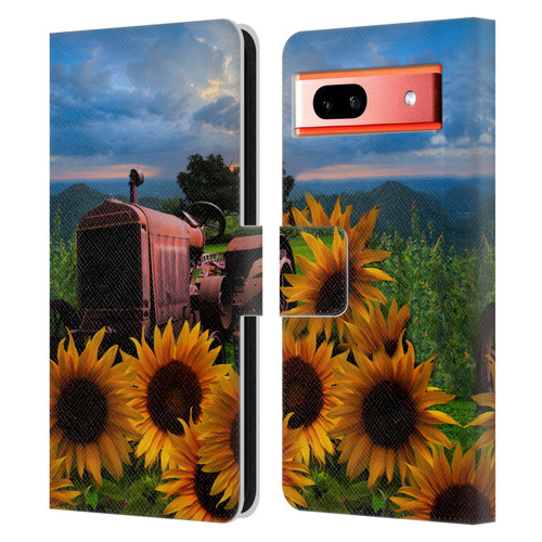 Celebrate Life Gallery Florals Tractor Heaven Leather Book Wallet Case Cover For Google Pixel 7a