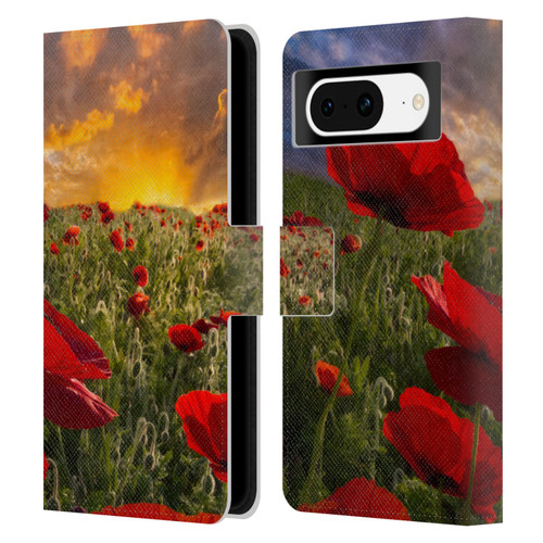 Celebrate Life Gallery Florals Red Flower Field Leather Book Wallet Case Cover For Google Pixel 8