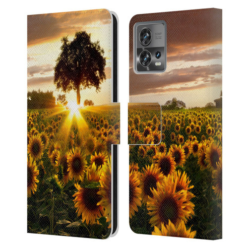 Celebrate Life Gallery Florals Fields Of Gold Leather Book Wallet Case Cover For Motorola Moto Edge 30 Fusion