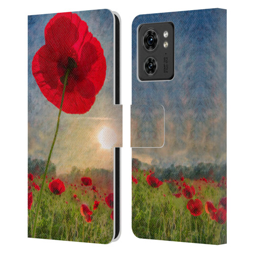 Celebrate Life Gallery Florals Red Flower Leather Book Wallet Case Cover For Motorola Moto Edge 40