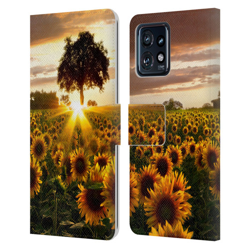 Celebrate Life Gallery Florals Fields Of Gold Leather Book Wallet Case Cover For Motorola Moto Edge 40 Pro