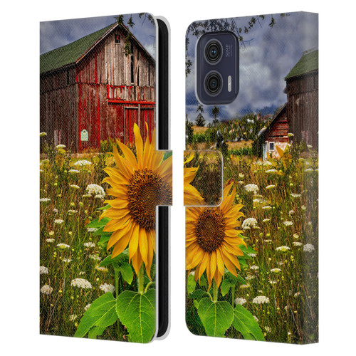Celebrate Life Gallery Florals Barn Meadow Flowers Leather Book Wallet Case Cover For Motorola Moto G73 5G