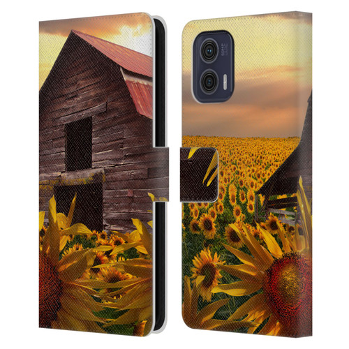 Celebrate Life Gallery Florals Sunflower Dance Leather Book Wallet Case Cover For Motorola Moto G73 5G