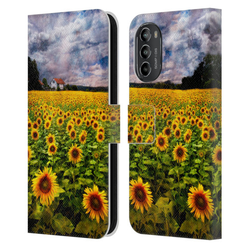 Celebrate Life Gallery Florals Dreaming Of Sunflowers Leather Book Wallet Case Cover For Motorola Moto G82 5G