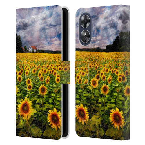 Celebrate Life Gallery Florals Dreaming Of Sunflowers Leather Book Wallet Case Cover For OPPO A17
