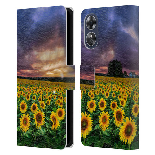 Celebrate Life Gallery Florals Stormy Sunrise Leather Book Wallet Case Cover For OPPO A17