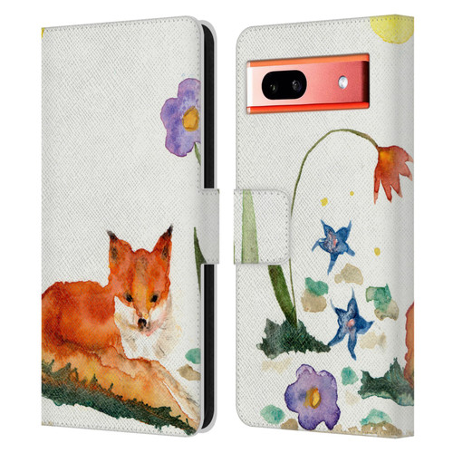 Wyanne Animals Little Fox In The Garden Leather Book Wallet Case Cover For Google Pixel 7a