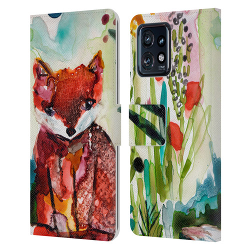 Wyanne Animals Baby Fox In The Garden Leather Book Wallet Case Cover For Motorola Moto Edge 40 Pro