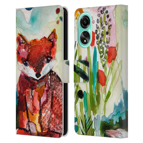 Wyanne Animals Baby Fox In The Garden Leather Book Wallet Case Cover For OPPO A78 4G