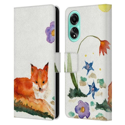 Wyanne Animals Little Fox In The Garden Leather Book Wallet Case Cover For OPPO A78 4G