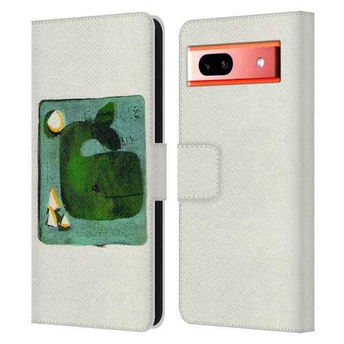 Wyanne Animals 2 Green Whale Monoprint Leather Book Wallet Case Cover For Google Pixel 7a