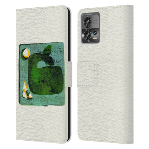 Wyanne Animals 2 Green Whale Monoprint Leather Book Wallet Case Cover For Motorola Moto Edge 30 Fusion