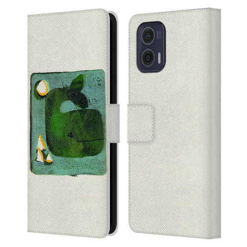 Wyanne Animals 2 Green Whale Monoprint Leather Book Wallet Case Cover For Motorola Moto G73 5G