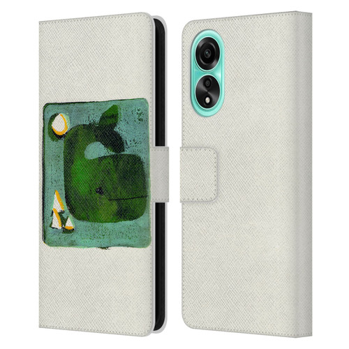 Wyanne Animals 2 Green Whale Monoprint Leather Book Wallet Case Cover For OPPO A78 4G