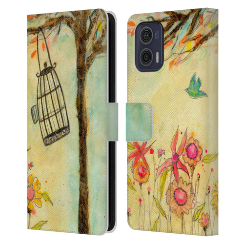 Wyanne Birds Free To Be Leather Book Wallet Case Cover For Motorola Moto G73 5G