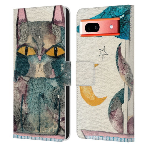 Wyanne Cat By The Light Of The Moon Leather Book Wallet Case Cover For Google Pixel 7a