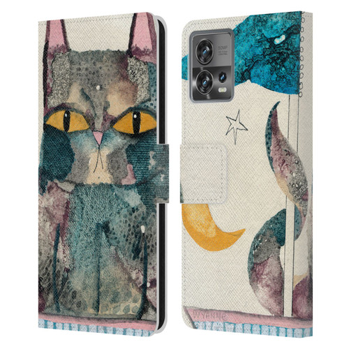 Wyanne Cat By The Light Of The Moon Leather Book Wallet Case Cover For Motorola Moto Edge 30 Fusion