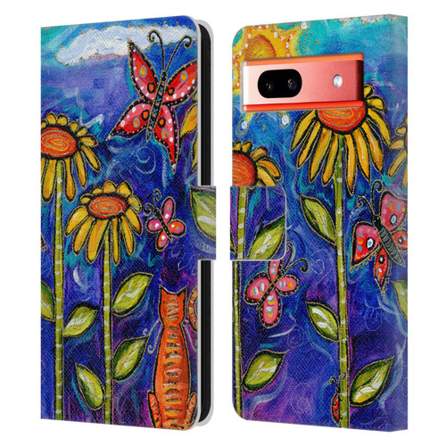 Wyanne Nature 2 Sundown Sunflowers Leather Book Wallet Case Cover For Google Pixel 7a