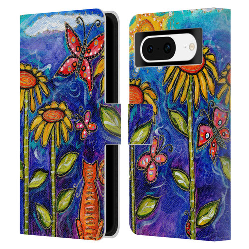 Wyanne Nature 2 Sundown Sunflowers Leather Book Wallet Case Cover For Google Pixel 8