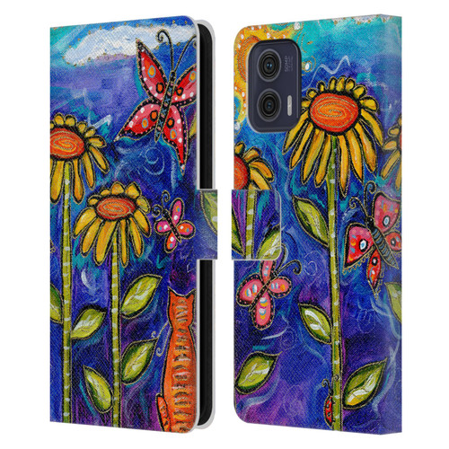 Wyanne Nature 2 Sundown Sunflowers Leather Book Wallet Case Cover For Motorola Moto G73 5G