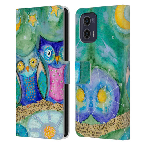 Wyanne Owl Wishing The Night Away Leather Book Wallet Case Cover For Motorola Moto G73 5G