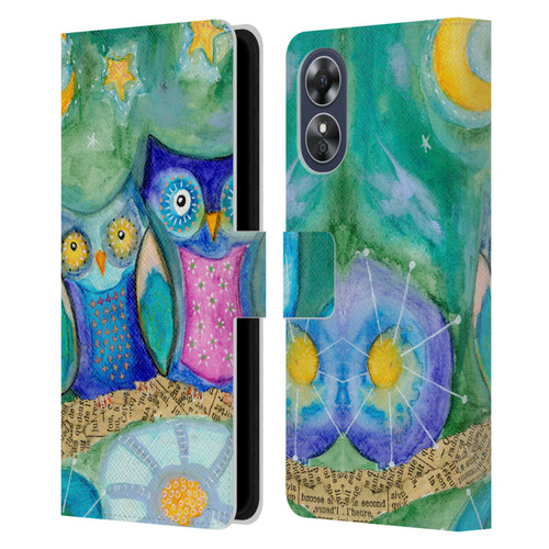 Wyanne Owl Wishing The Night Away Leather Book Wallet Case Cover For OPPO A17