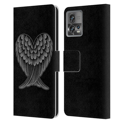 Rachel Caldwell Illustrations Heart Wings Leather Book Wallet Case Cover For Motorola Moto Edge 30 Fusion