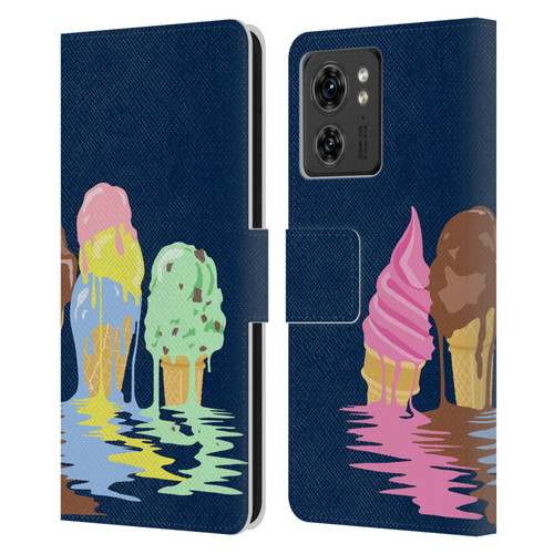 Rachel Caldwell Illustrations Ice Cream River Leather Book Wallet Case Cover For Motorola Moto Edge 40