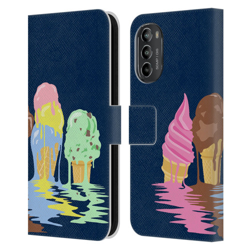 Rachel Caldwell Illustrations Ice Cream River Leather Book Wallet Case Cover For Motorola Moto G82 5G