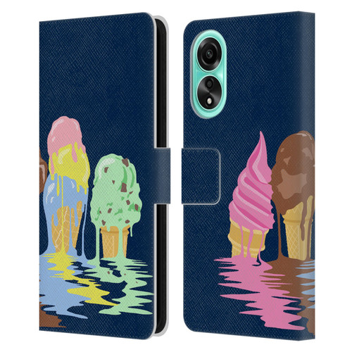 Rachel Caldwell Illustrations Ice Cream River Leather Book Wallet Case Cover For OPPO A78 4G